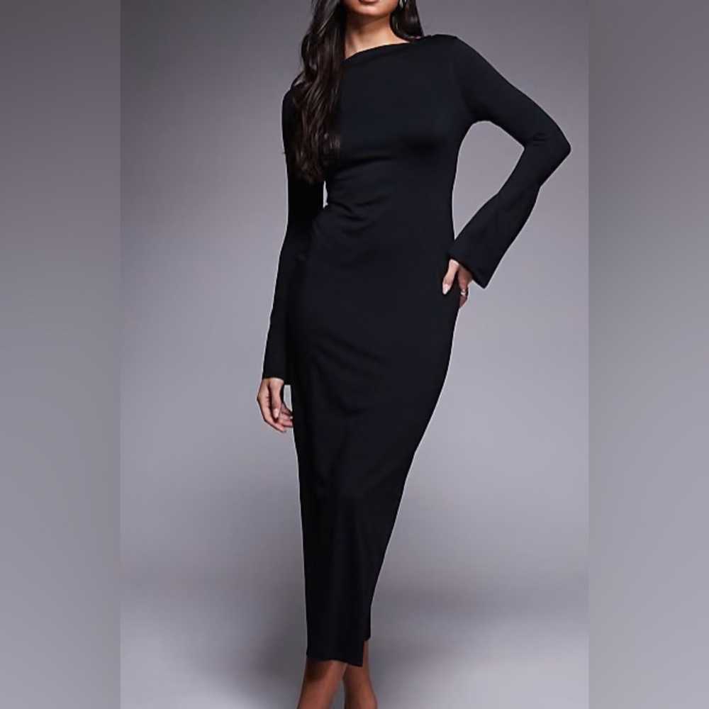 New-Monkl long sleeve dress with bell sleeves in black